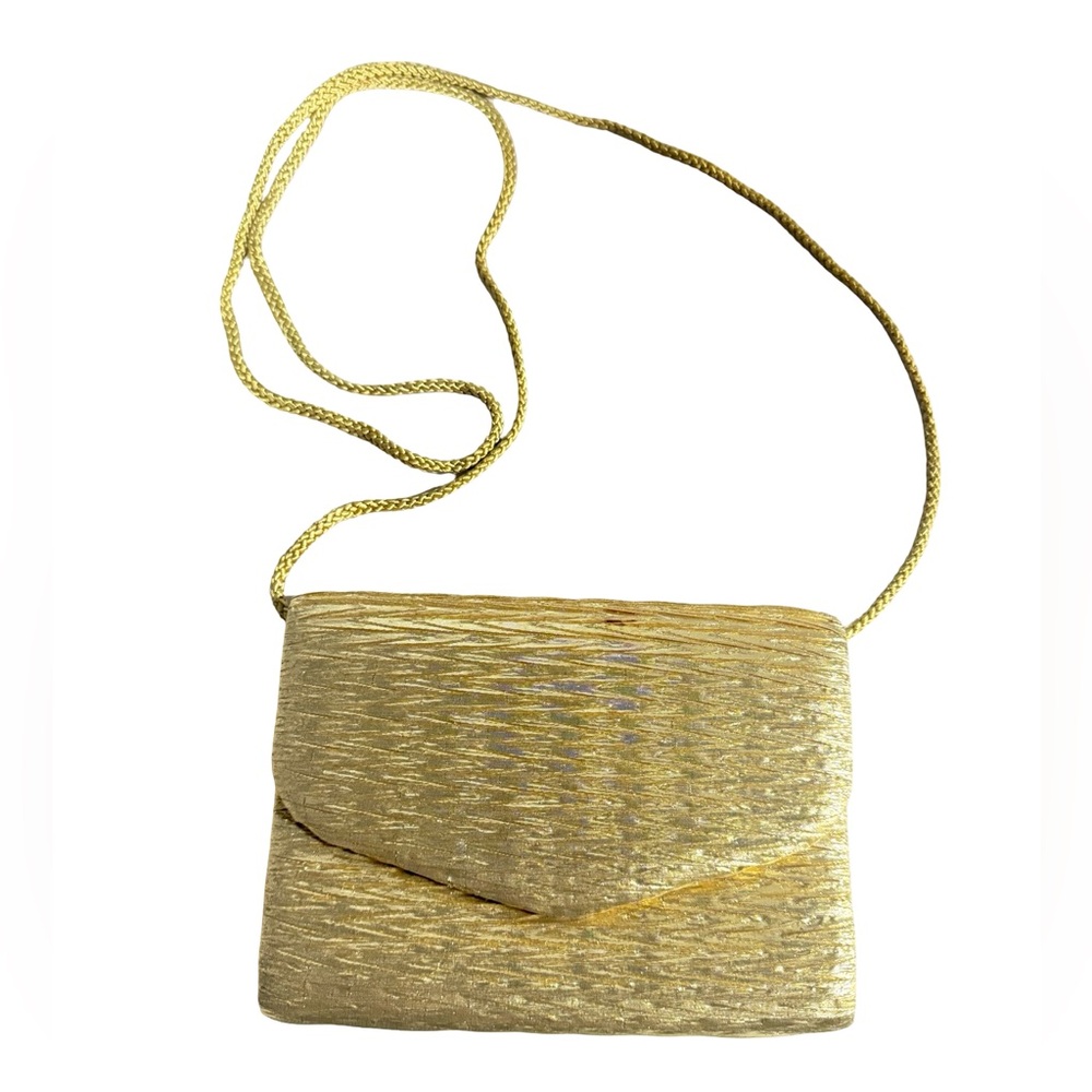 Vanessa Gold Envelope Bag Cocktail Formal Party Purse
